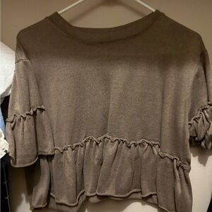 Elegant Brown Ruffle Top